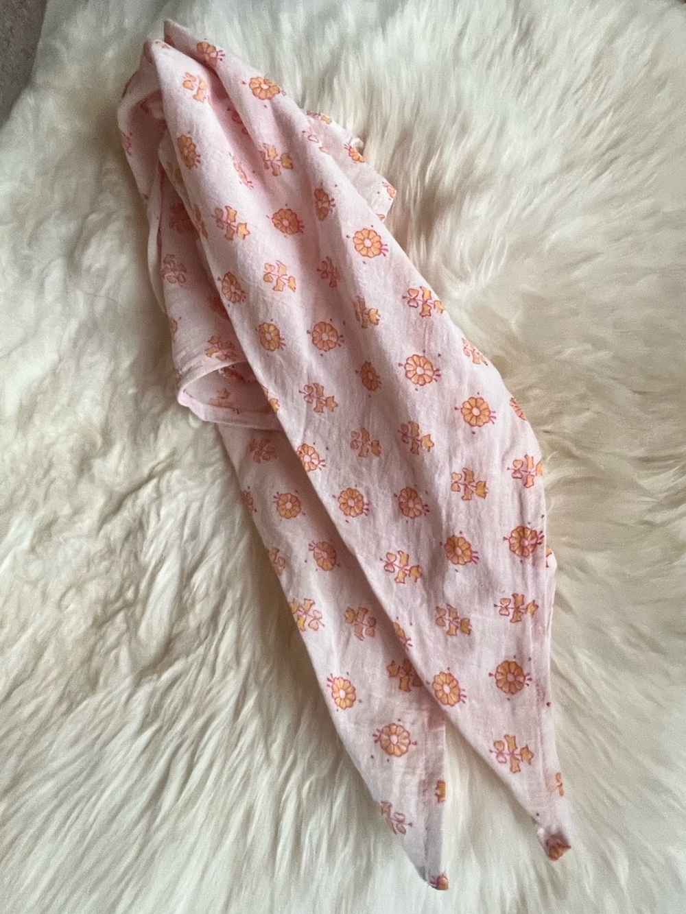 100% Organic Cotton Pink Floral Bandana Scarf - Airy Gauze - by Carve Designs